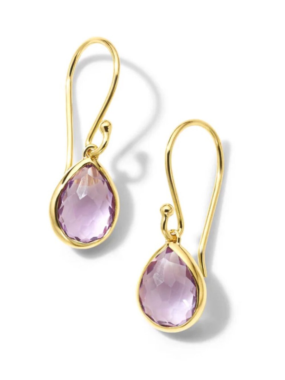 $975 IPPOLITA 18k Yellow Gold Purple Amethyst Teeny Teardrop Dangle Earrings